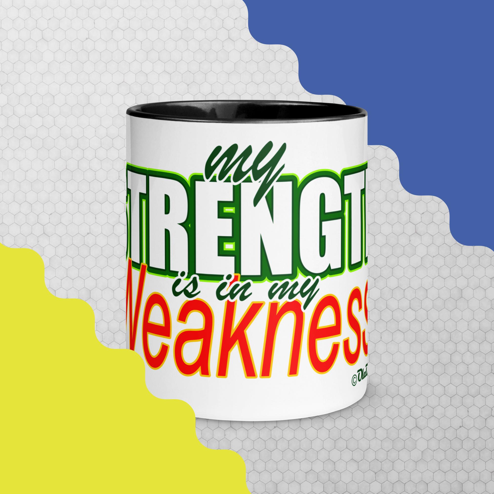 Strength in Weakness – Inspirational Ceramic Mug (Color Inside