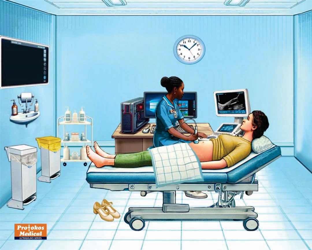 gynecologist performing ultrasound consultation
